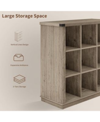  Farmhouse Bookshelf,   Wood Storage Organizer, Rustic Minimalist Floor Display Cabinet for Living Room, Bedroom, Home Office