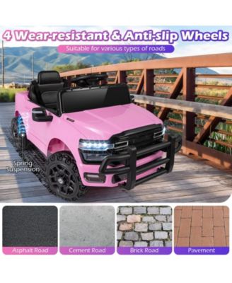 12V Kids Ride On Car Licensed RAM 3500 Electric Vehicle with Remote Control-Pink
