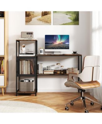 Computer Desk with Bookshelf, Storage Cabinet and Shelves, Home Office Workstation