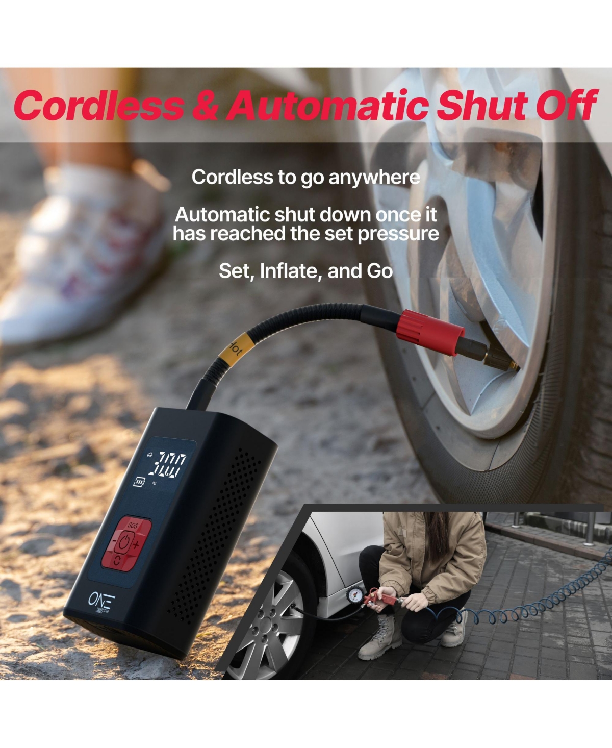 One Jump Starter 1200A Peak Battery Pack, 12V Jump Box for Battery up to 7L Gas or 5L Diesel Engine