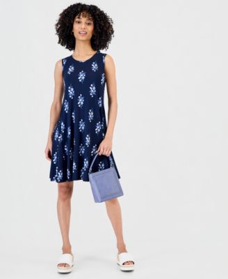 Petite Printed Sleeveless Flip Flop Dress