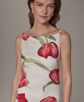 Petite Square-Neck Printed Sheath Dress