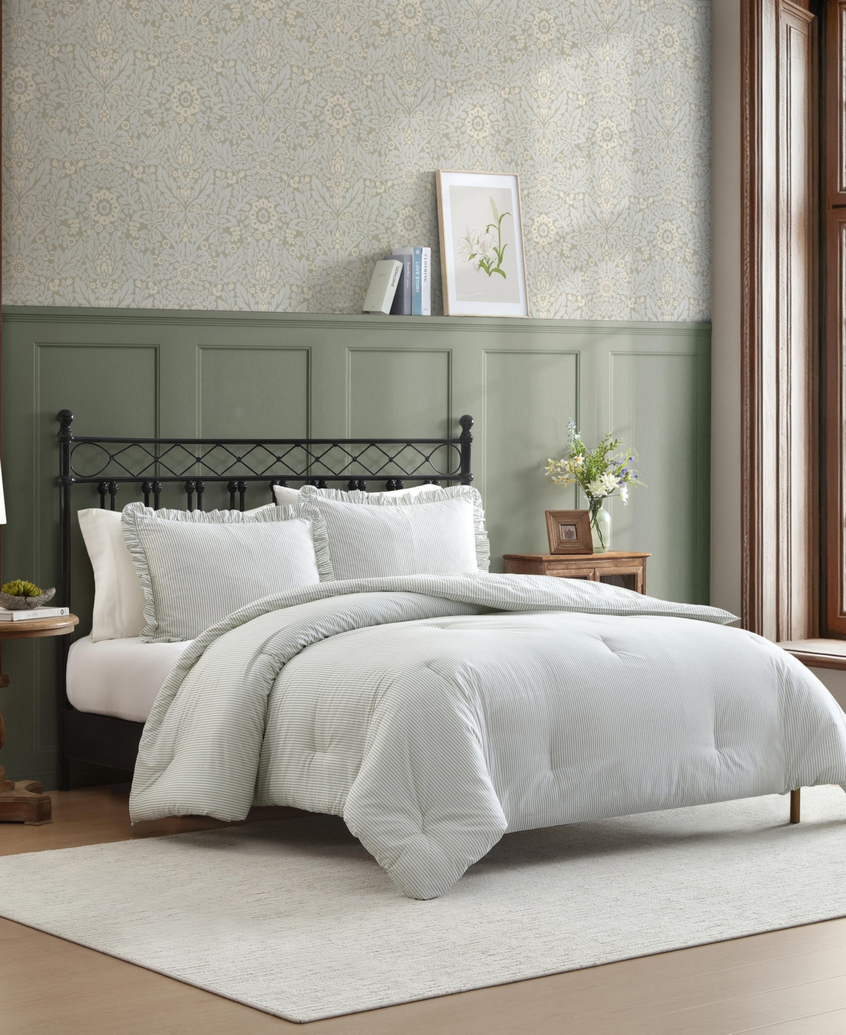 Laura Ashley Oxford Stripe 3-Pc. Comforter Set