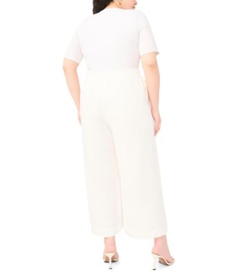 Plus Size Smocked Waist Wide-Leg Pants