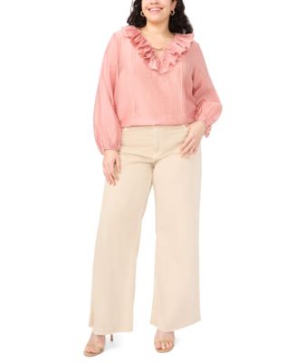 Plus Size Ruffle V-Neck Top