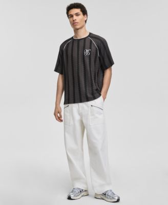 Men's Crochet-Stripe Relaxed T-Shirt