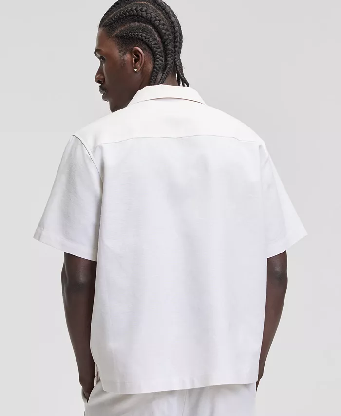 Men's Linen & Cotton Relaxed Utility Shirt - thumbnail 5