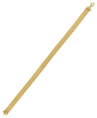 Polished Multi Row Rope Chain Bracelet in 10k Gold