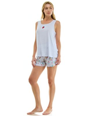 Women's Sleeveless Tank Top and Pajama Shorts, 2-Piece Set