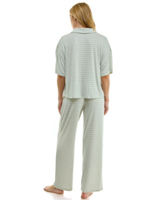 Women's Button-Up Top and Pull-On Pajama Pants, 2-Piece Set