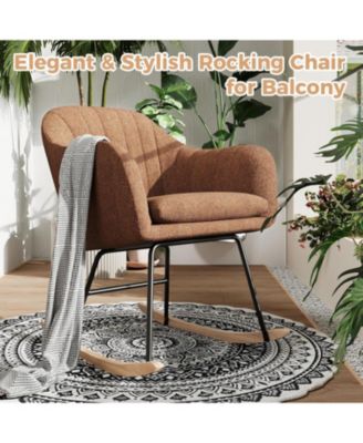 Rocking Chair Nursery, Teddy Baby Nursery Rocking Chairs, Glider Chair with Armrests and Upholstered Pad, Bedroom Rocker Chair for Baby & Kids