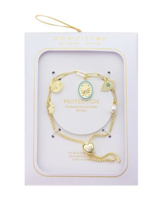 Cubic Zirconia and Imitation Pearl Celestial Charm Bolo Bracelet