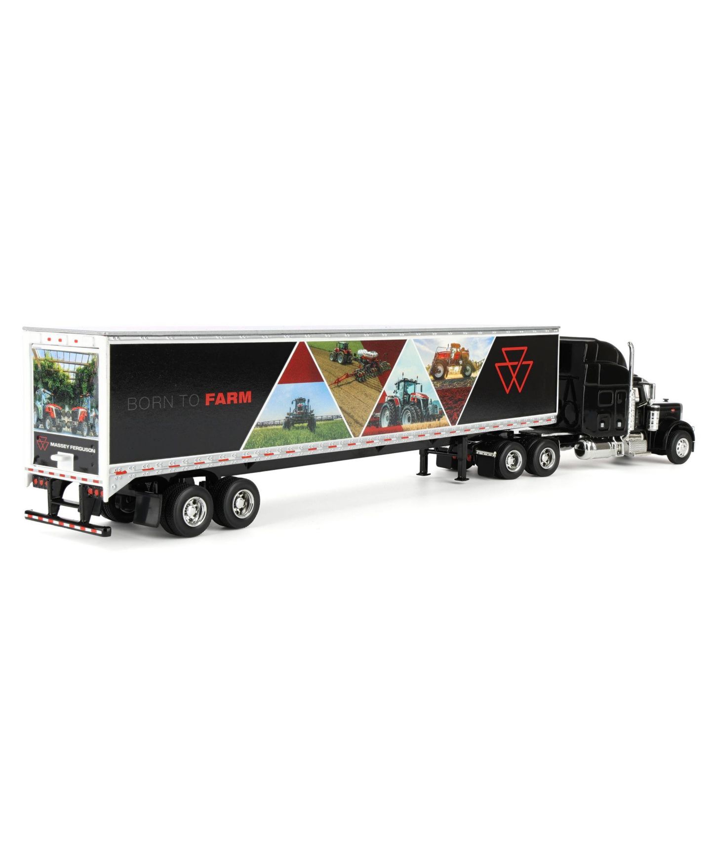 Детская игрушка Spec Cast 1/64 Scale Massey Ferguson "Born to Farm" Die-Cast Peterbilt 379 Semi Truck with Box Trailer, цвет: Чёрный — фото 3