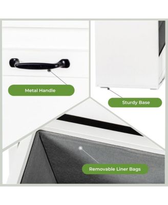 Laundry Hamper Cabinet - Pull-Out Bathroom Storage Unit with 2 Removable Liner Bag for Easy Sorting & Storage, Perfect for Small Spaces