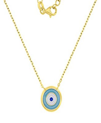Enamel Evil Eye Necklace in 14k Yellow Gold Over Sterling Silver
