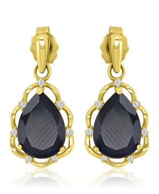 Diamond Accent & Onyx Framed Earrings in 14k Yellow Gold Over Sterling Silver