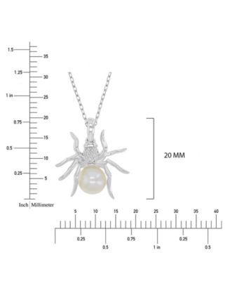 Diamond Accent & Pearl Spider Necklace in Rhodium Over Sterling Silver