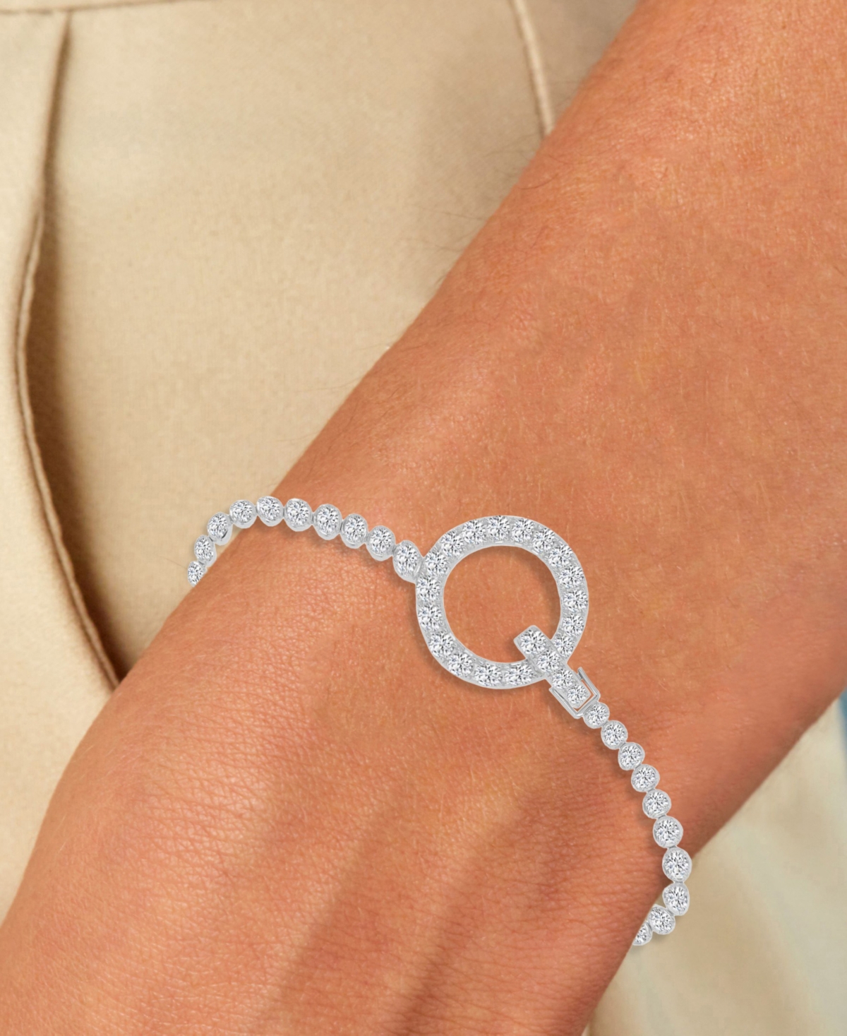 Macy's Cubic Zirconia Circle Tennis Bracelet in Rhodium Over Sterling Silver