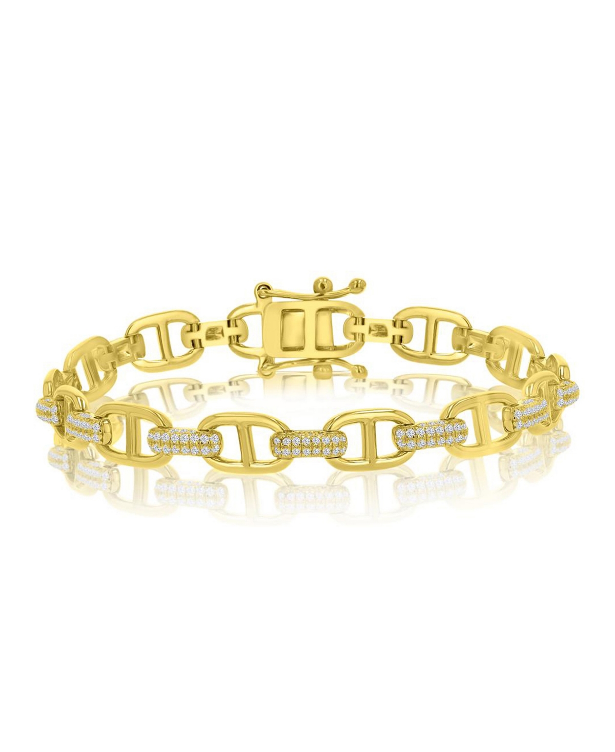 Macy's Cubic Zirconia Anchor Bracelet in 14k Yellow Gold Over Sterling Silver