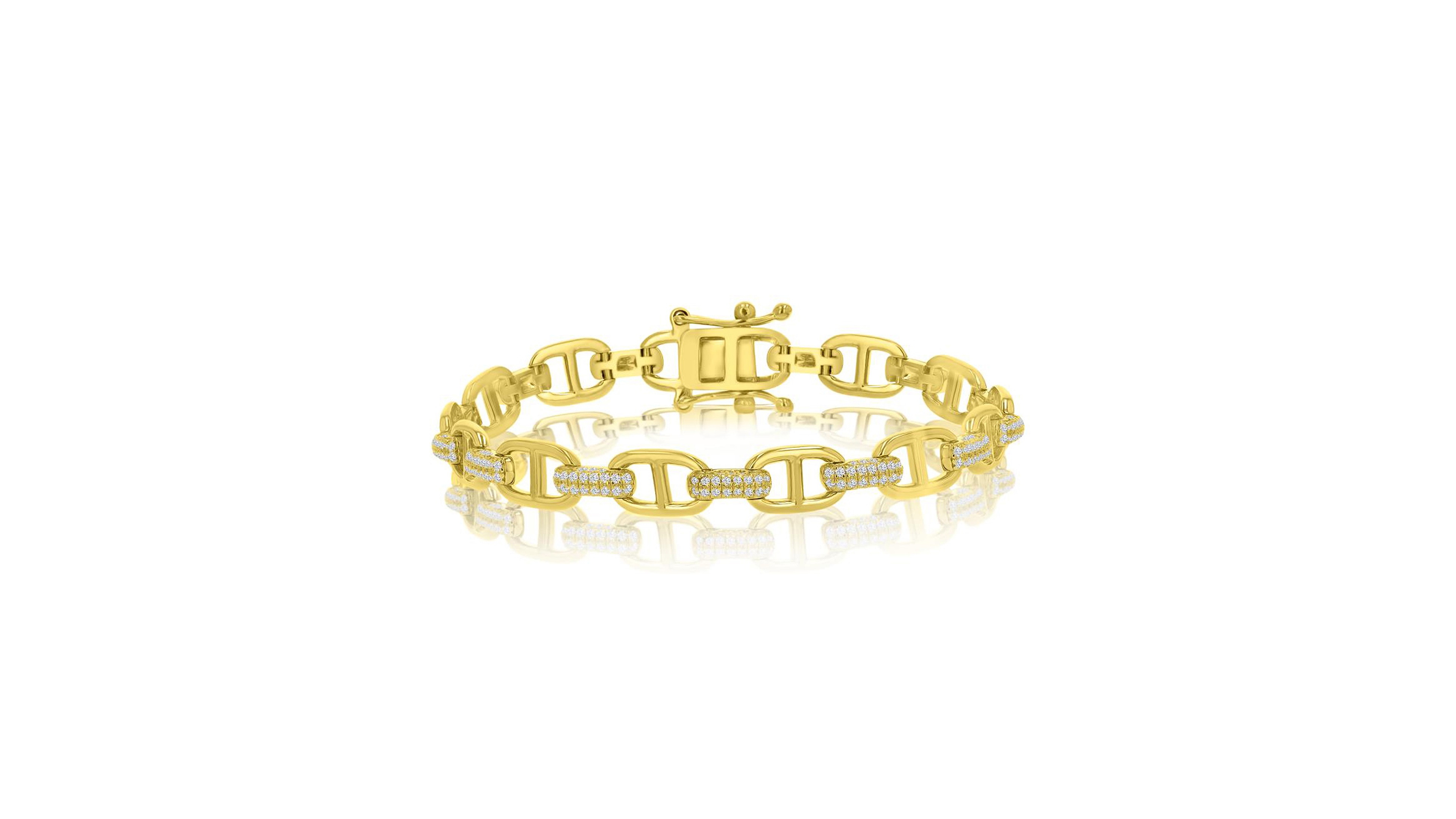 Macy's Cubic Zirconia Anchor Bracelet in 14k Yellow Gold Over Sterling Silver