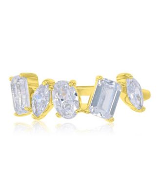 Multi-Shaped Cubic Zirconia Ring in 14k Yellow Gold Over Sterling Silver