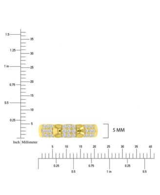 Cubic Zirconia Half Pave Ring in 14k Yellow Gold Over Sterling Silver