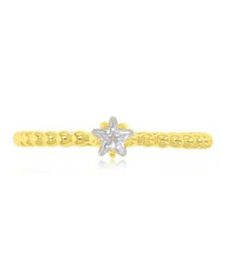 Black Cubic Zirconia Heart, Flower & Cushion Cut Ring in 14k Yellow Gold Over Sterling Silver