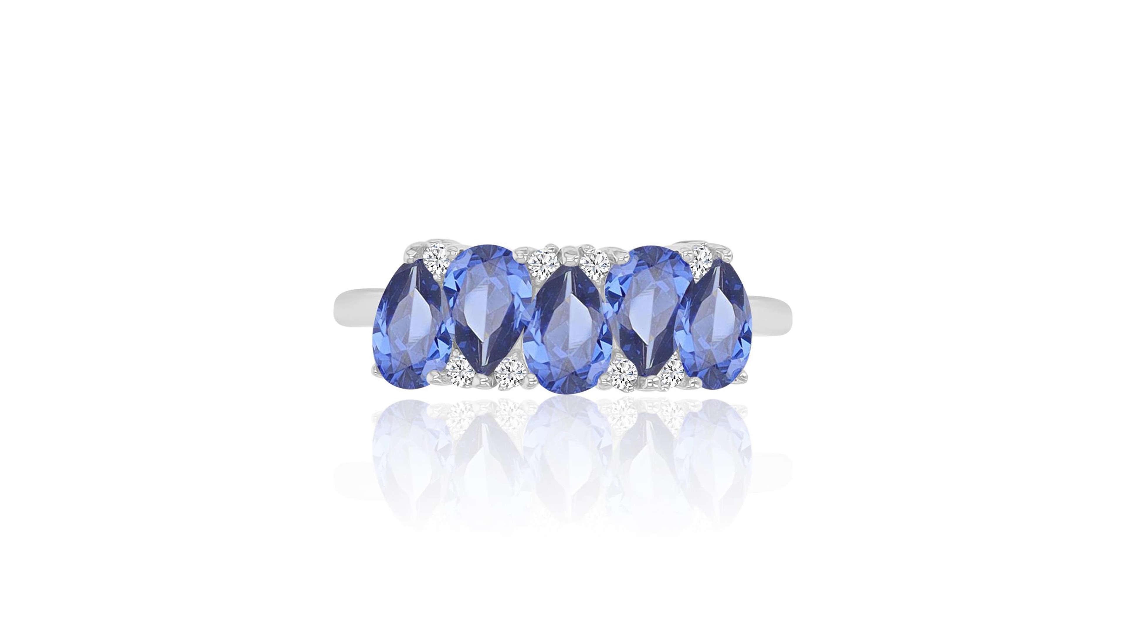 Macy's Tanzanite Cubic Zirconia Ring Rhodium Over Sterling Silver
