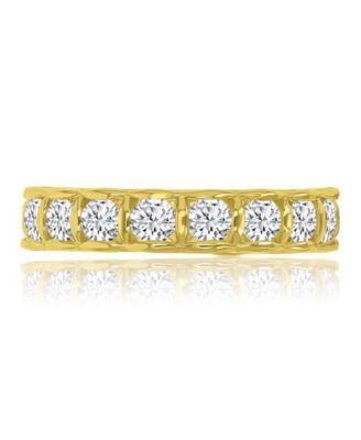 Cubic Zirconia Eternity Ring in 14k Yellow Gold Over Sterling Silver