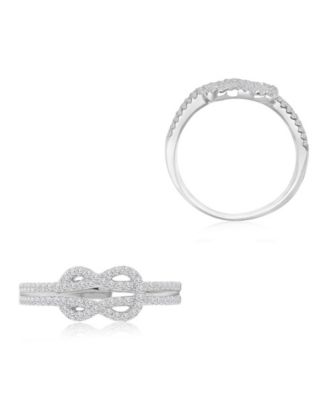 Infinity Knot Cubic Zirconia Ring in Rhodium Over Sterling Silver