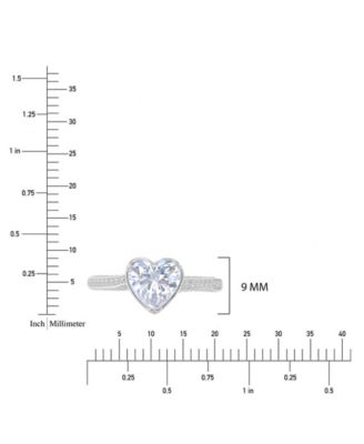 Heart-Shaped Cubic Zirconia Ring in Rhodium Over Sterling Silver