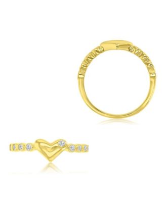 Cubic Zirconia Heart Ring in 14k Yellow Gold Over Sterling Silver