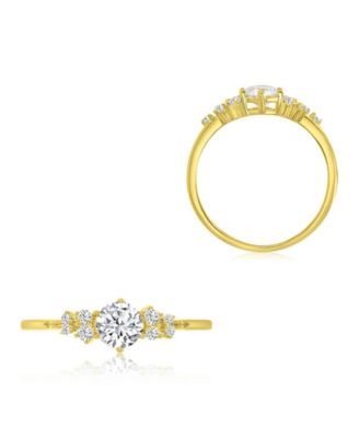 White Cubic Zirconia Ring in 14k Yellow Gold Over Sterling Silver