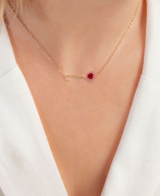 Ruby Key Necklace in 14k Rose Gold Over Sterling Silver