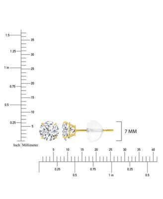 White Swarovski Zirconia Solitaire Earrings in 14k Yellow Gold