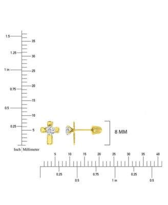 Cross Stud Earrings in 14k Yellow Gold Over Sterling Silver