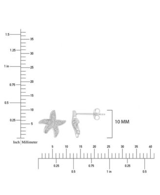 Created White Sapphire Star Fish Stud Earrings in Rhodium Over Sterling Silver