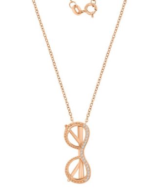 Diamond Accent Sunglasses Necklace in 14k Rose Gold Over Sterling Silver