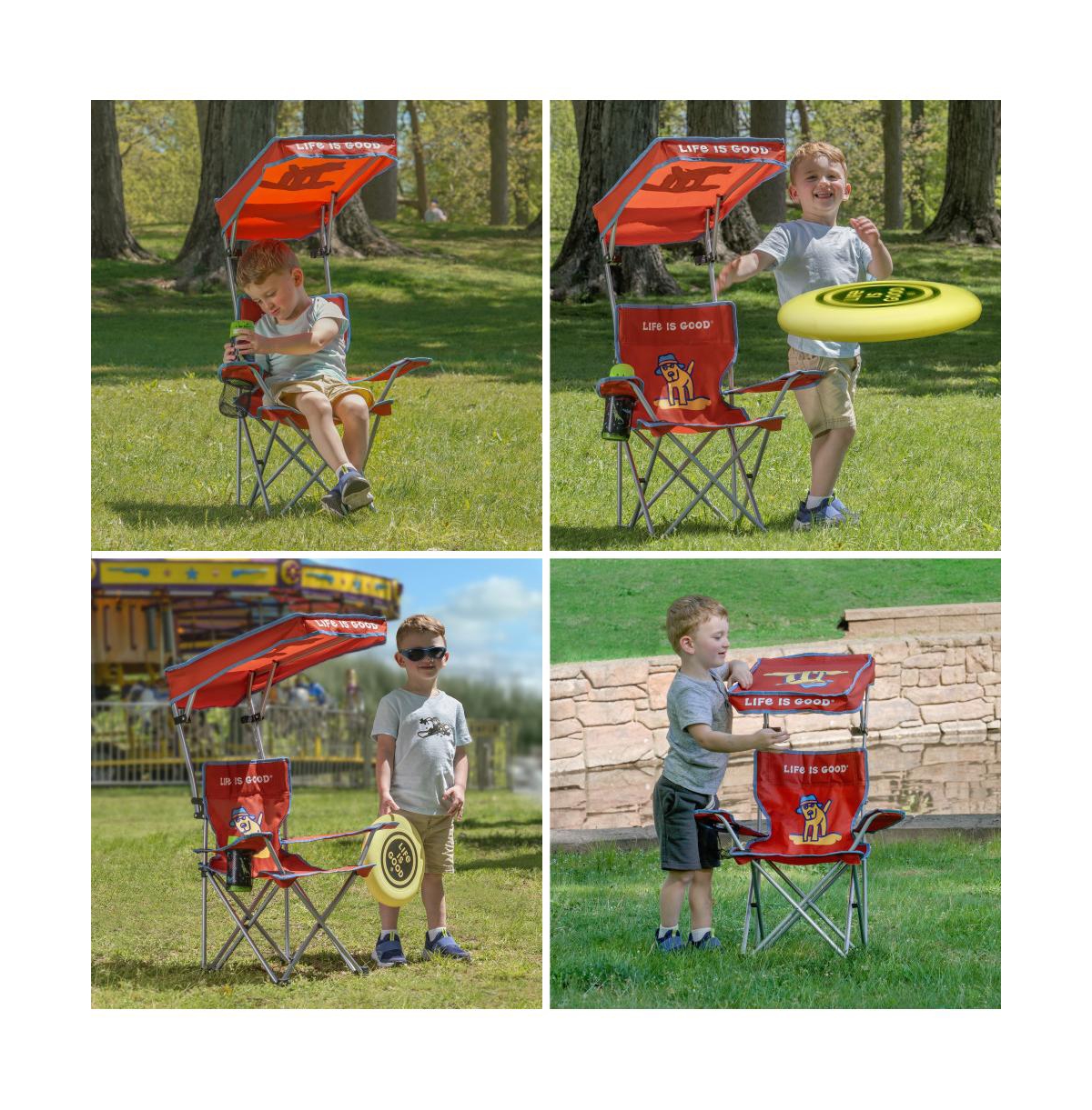 Life Is Good Max Shade Quad Folding Camp Chair With Tilt Uv Sun Protection Canopy Orange