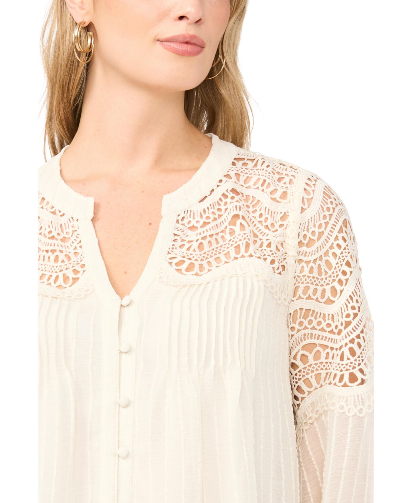 Женская блузка Vince Camuto V-Neck, цвет: Слоновая кость — фото 3