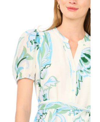 Women's V-Neck Belted Midi Dress