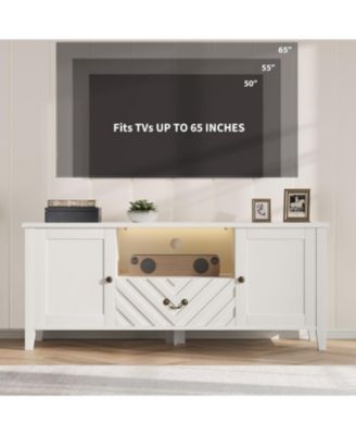 Entertainment Center for 65 Inch Tv, TV Stand with Led Lights for Living Room, TV Console Table with 2 Storage and 1 Drawer, Television Stands