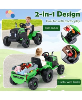 24V Ride-On Tractor for Kids with Detachable Trailer & Remote Control