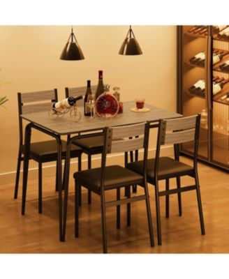 Dining Table Set for 4, Small Square Table and Chairs, 5 Piece Kitchen and Dining Set for Compact Spaces