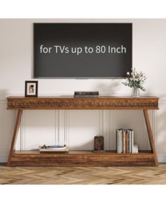 Farmhouse Console Table, Wood 70.9 Inch Extra Long Entryway Table with Storage, Narrow Long Sofa Tables Behind Couch