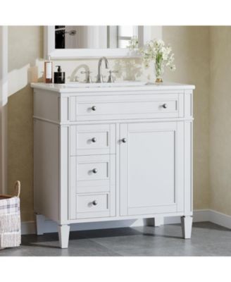 30" Bathroom Vanity with Sink, Modern Bathroom Sink Cabinet with 4 Drawers & 2 Doors, Bath Storage Vanity Sink