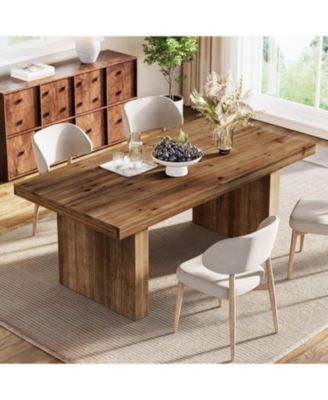 63" Solid Wood Heavy Duty Wooden Legs Dining Table