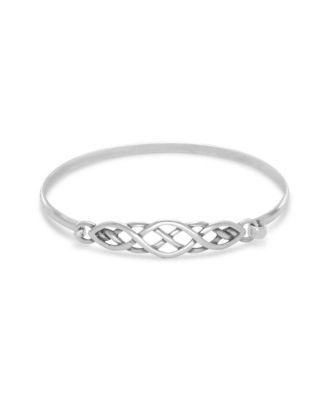 925 Sterling Silver Antiqued Celtic Trinity Knot Hinged Bangle Bracelet