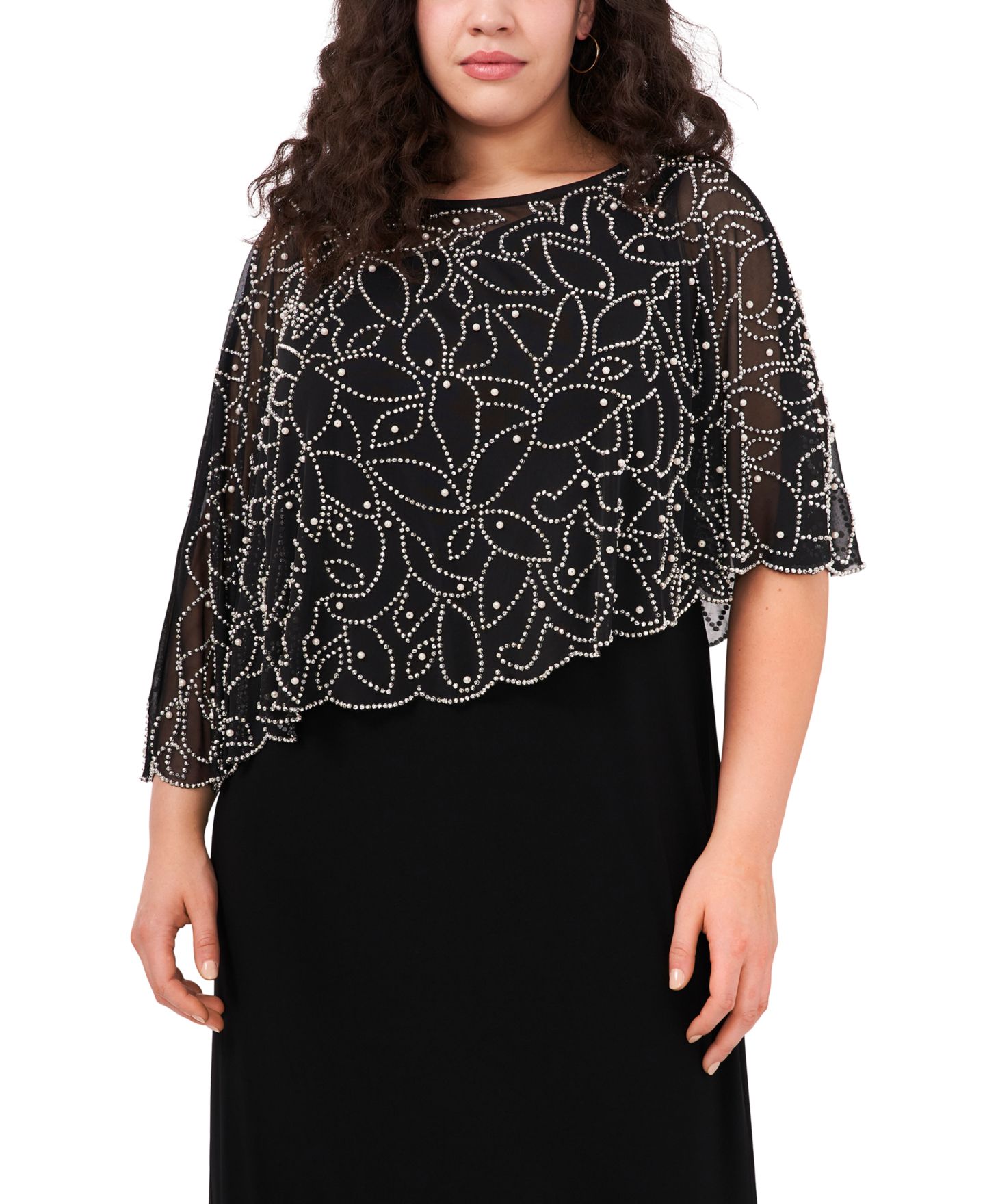 Женские платья MSK Plus Size Beaded Cape Gown, цвет: Чёрный — фото 2