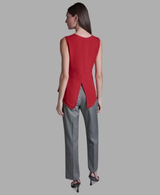 Women's V-Neck Lace Detail Pull-On Top